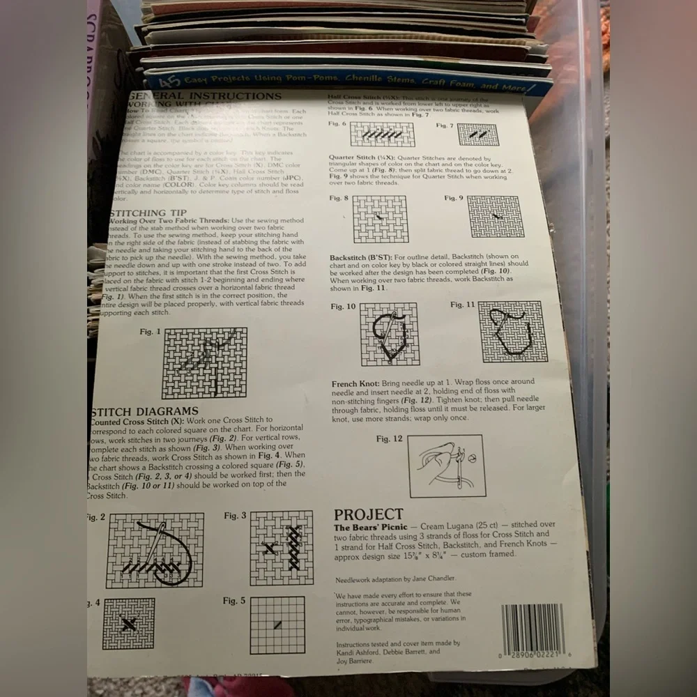 Vintage 1992 Leisure Arts 2221 The Bears' Picnic CROSS STITCH PATTERN LEAFLET